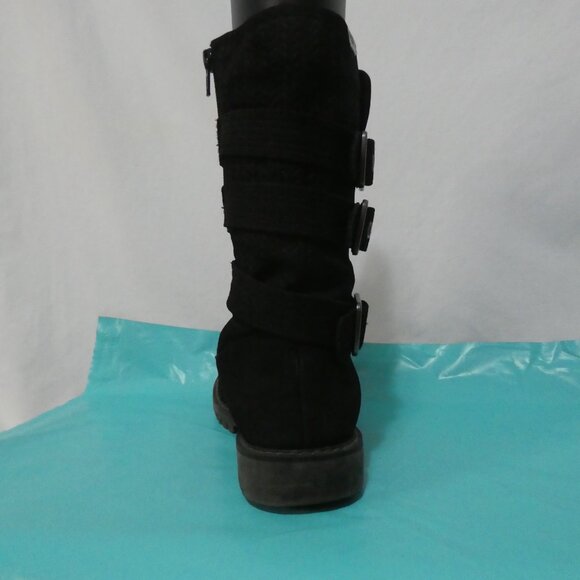 ROXY | size 9 | Stylish Black Triple Buckle Boots | Suede Texture | Zip-Up Sides - Picture 7 of 16